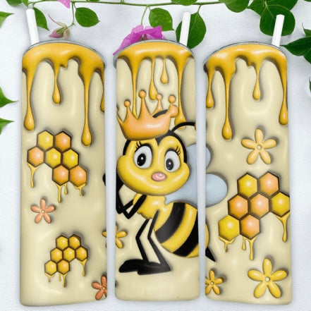 3d Puff Inflated Queen Bee 20 Oz Tumbler Wrap