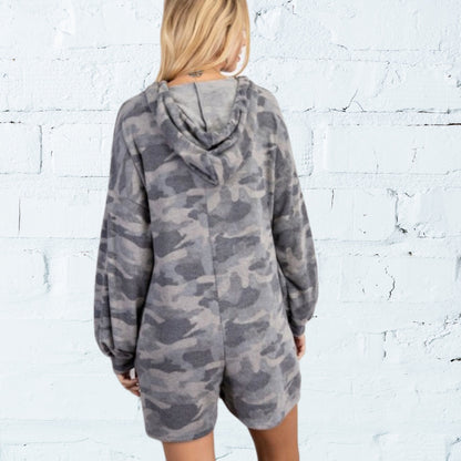 Camo Cashmere Knit Hooded Romper